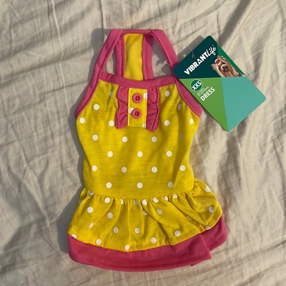 NWT Vibrant Life Yellow Polka Dot Dog Dress XXS - Picture 6 of 6